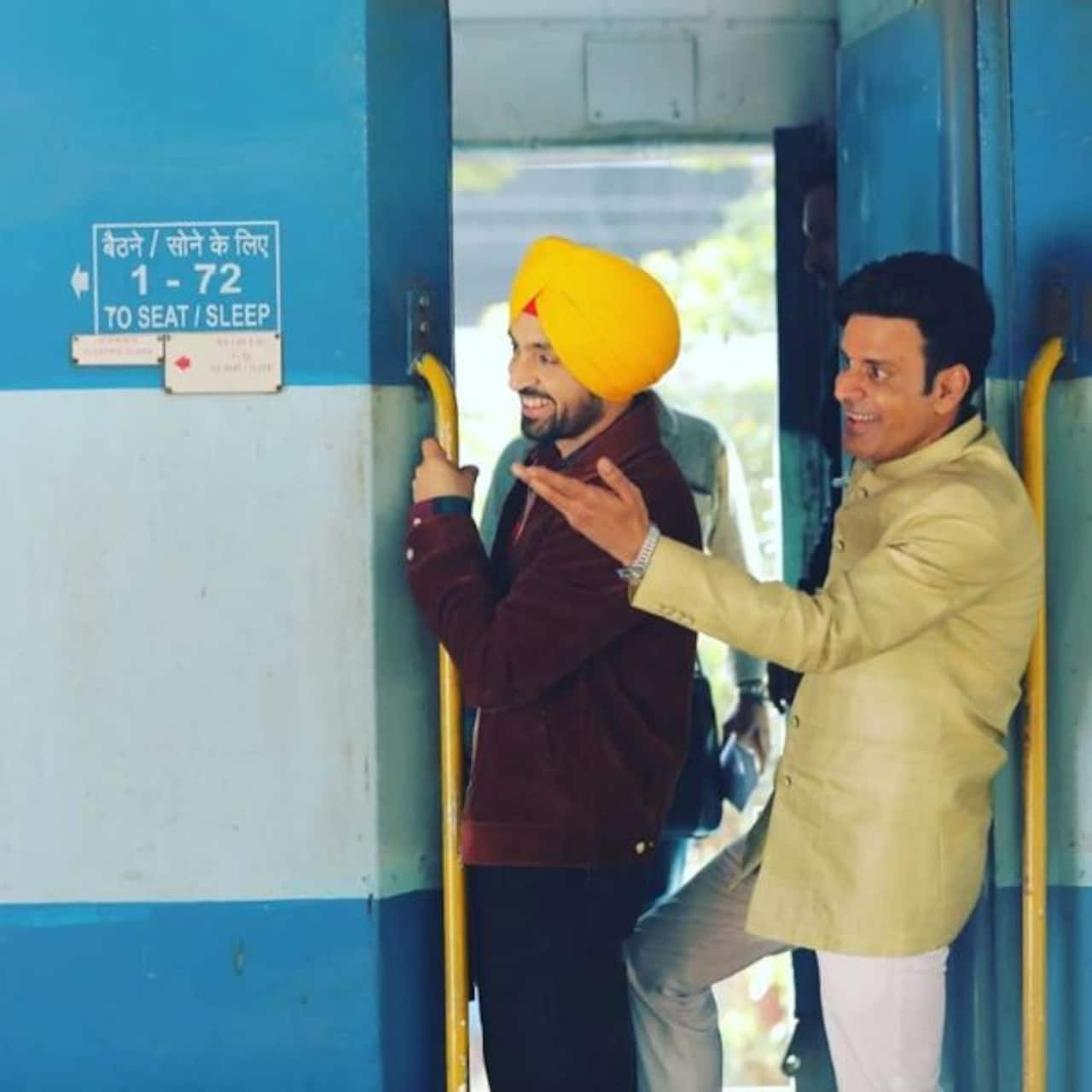 Diljit Dosanjh and Manoj Bajpayee shoot for Suraj Pe Mangal Bhari at crowded CSMT platform in Mumbai