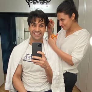 Divyanka Tripathi turns barber for husband, Vivek Dahiya
