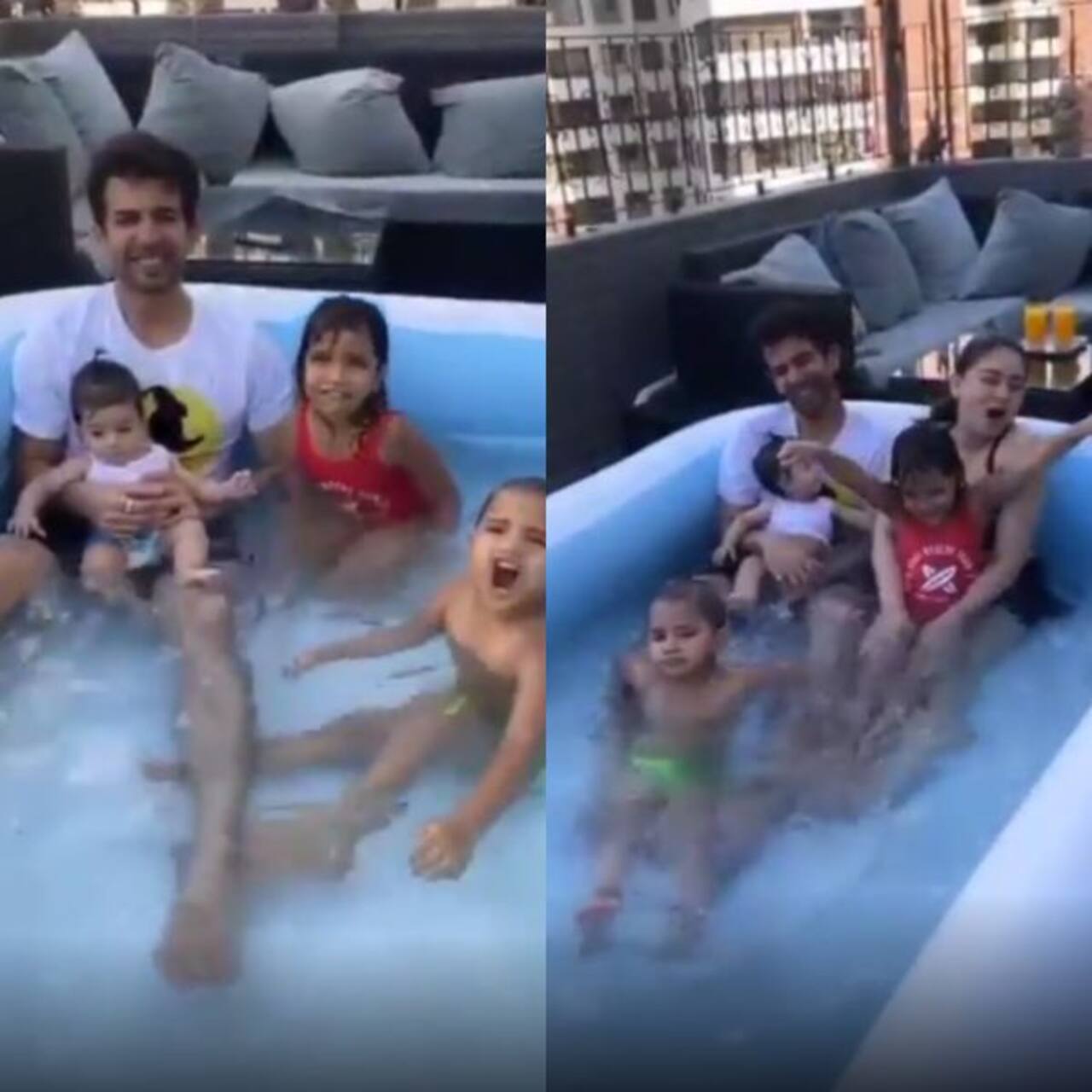 Coronavirus pandemic: Jay Bhanushali, Mahhi Vij and kids enjoy pool time at home — watch video