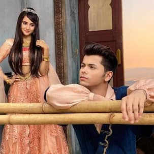 Ashi Singh makes for a perfect Princess Jasmine as she strikes a pose with Siddharth 'Aladdin' Nigam