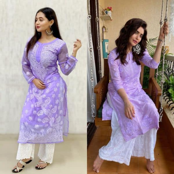Lavender chikankari kurta Clearance