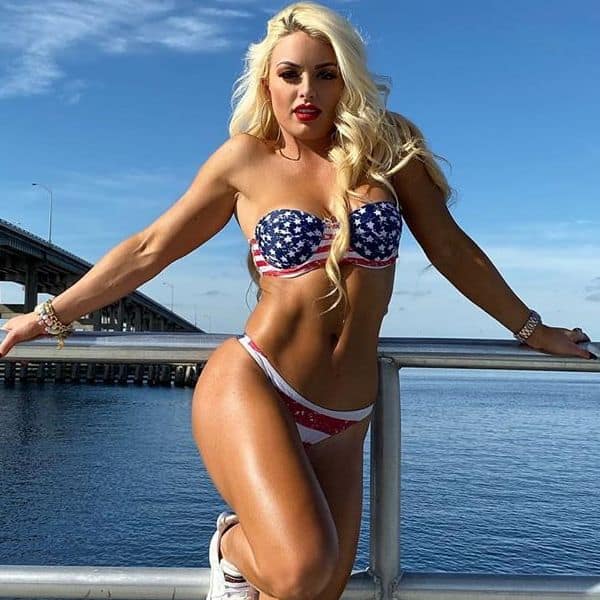 Which are some well-shot photos of the fitness model/WWE 