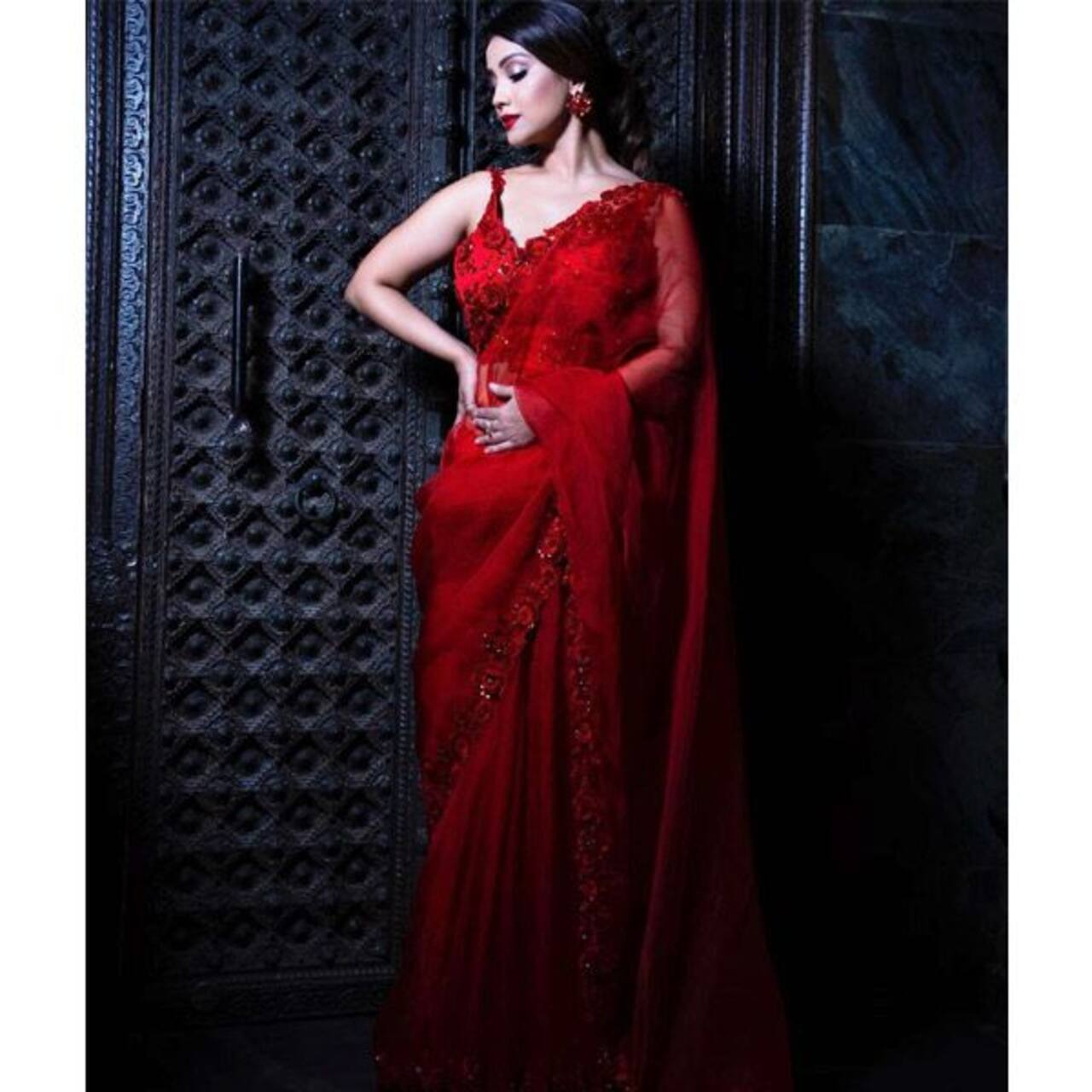 Adaa Khan's stunning pictures in a crimson saree leave Mouni Roy ...