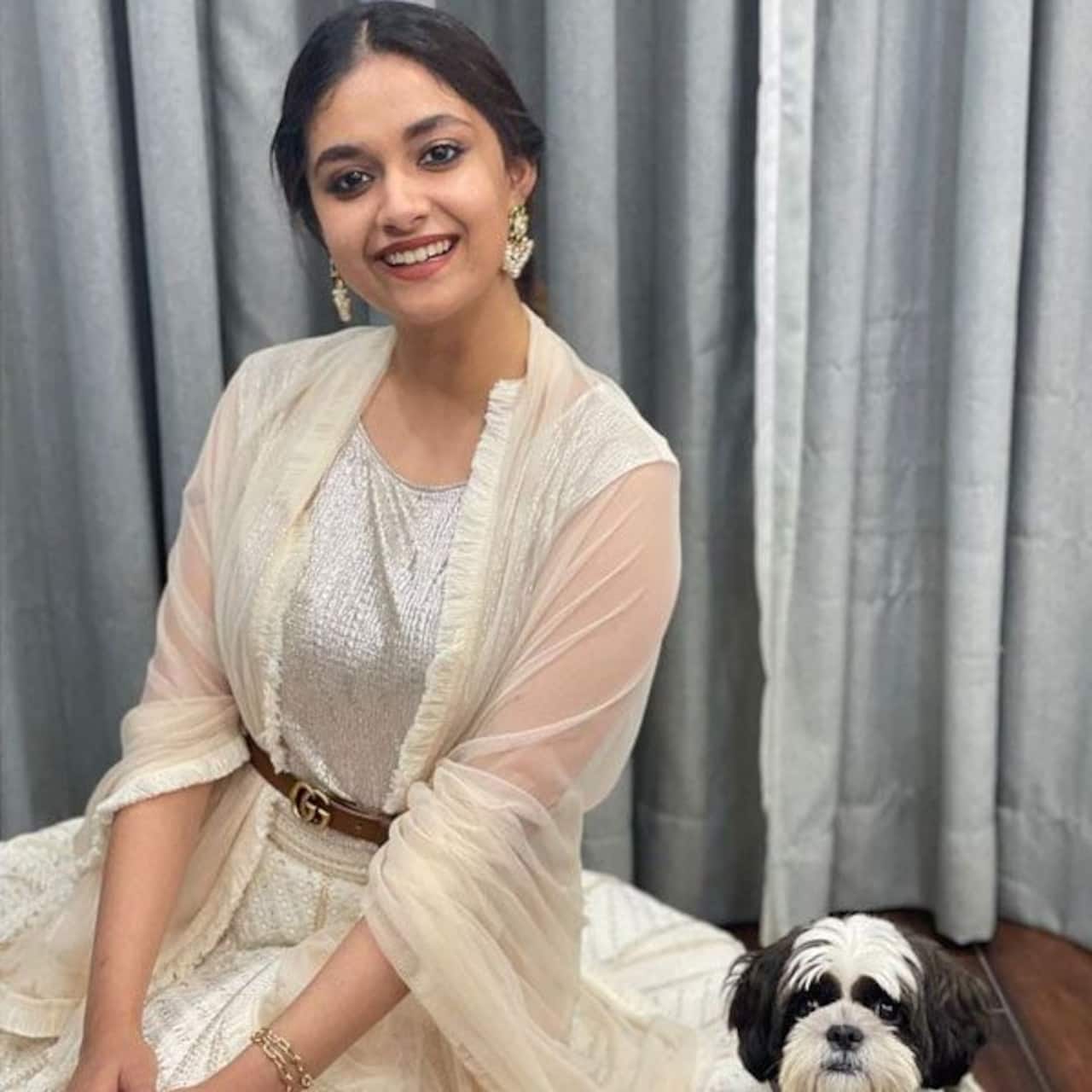 Keerthy Suresh's classy traditional attire for friend's sangeet