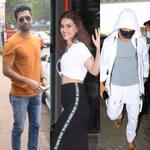 Spotted: Vicky Kaushal snapped in Mumbai; Kriti Sanon stuns in a black and white outfit