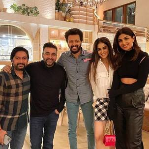 Shilpa Shetty and Raj Kundra enjoy dinner with Riteish Deshmukh and Genelia D’Souza at the Baazigar actress’ new restaurant – view pics