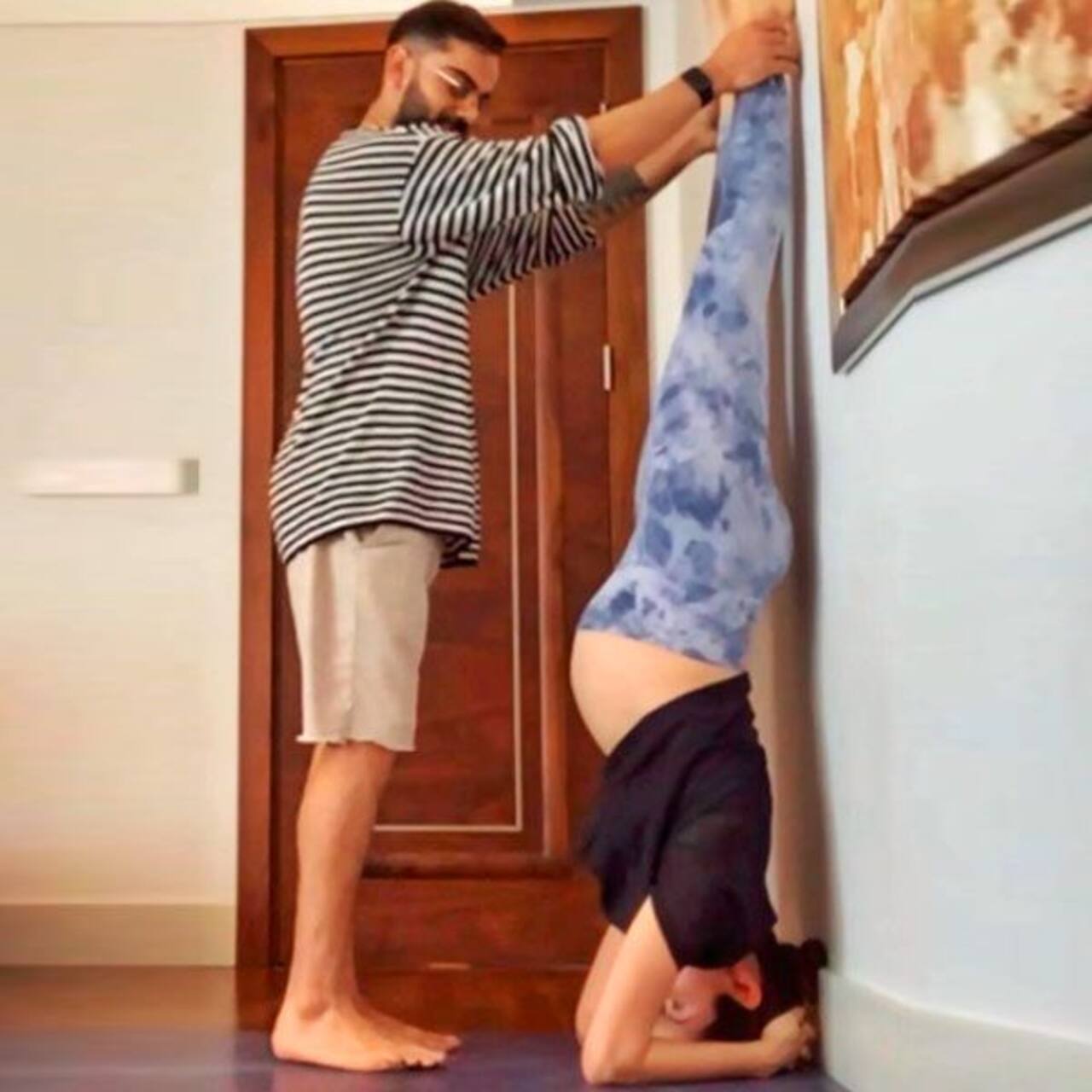 Pregnant Anushka Sharma performs headstand with hubby Virat Kohli’s support – see pic