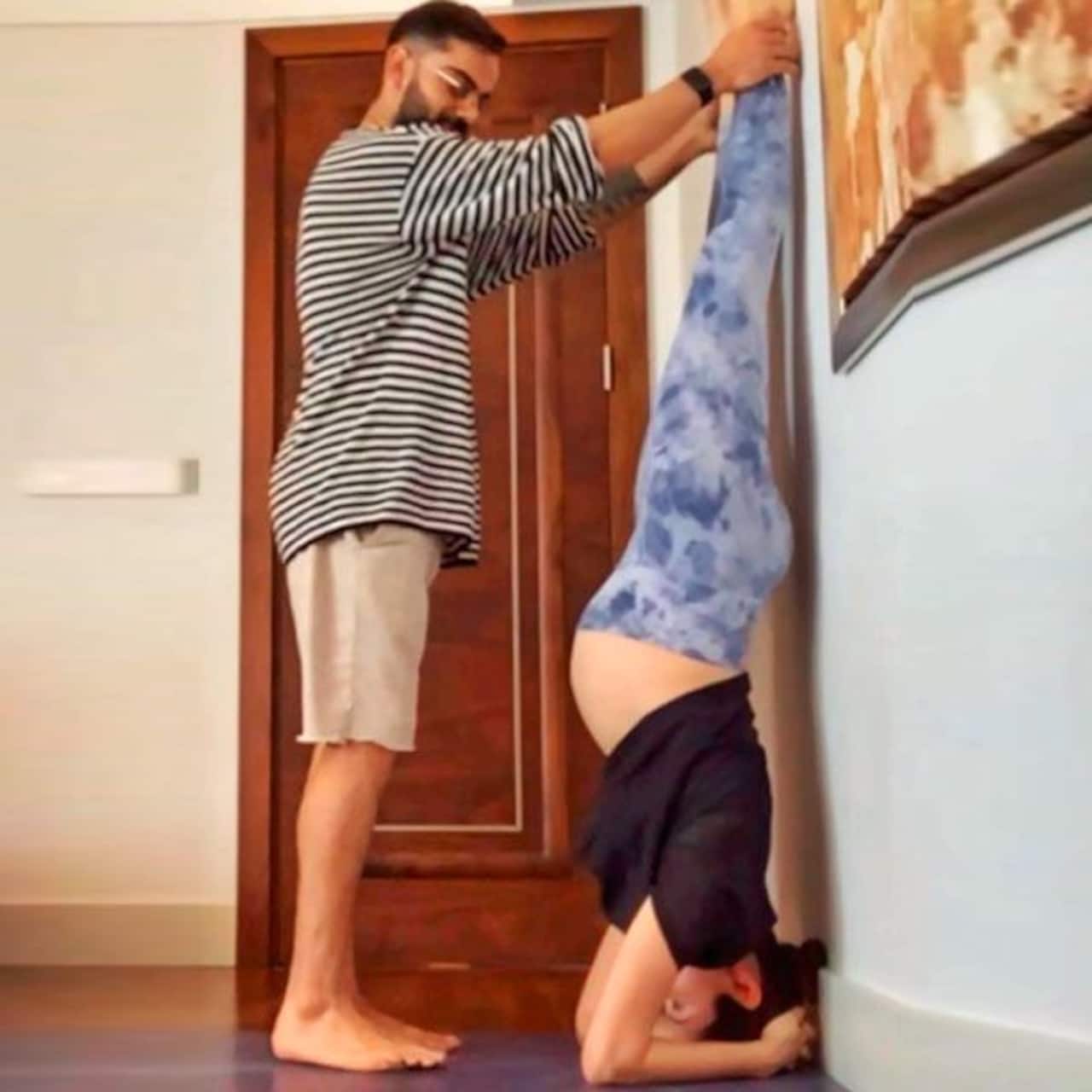 Pregnant Anushka Sharma performs headstand with hubby Virat Kohli’s support – see pic