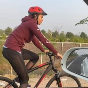 Rakul Preet gives us fitness goals as she reaches MayDay set on a cycle – watch video