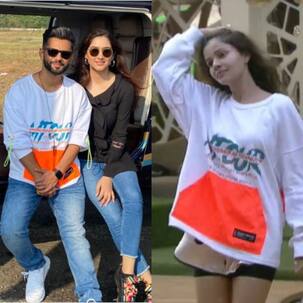 Rahul Vaidya and Disha Parmar fly off for a vacation in a chopper; his T-shirt has a Rubina Dilaik connect