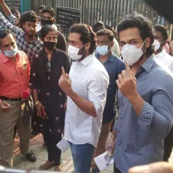 Suriya's brother Karti and father Shivakumar casted their votes