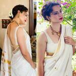 Kangana Ranaut recovers the Bollywood charm of the Golden Era in this adorable saree as she relaxes in her home in Mumbai - see pictures