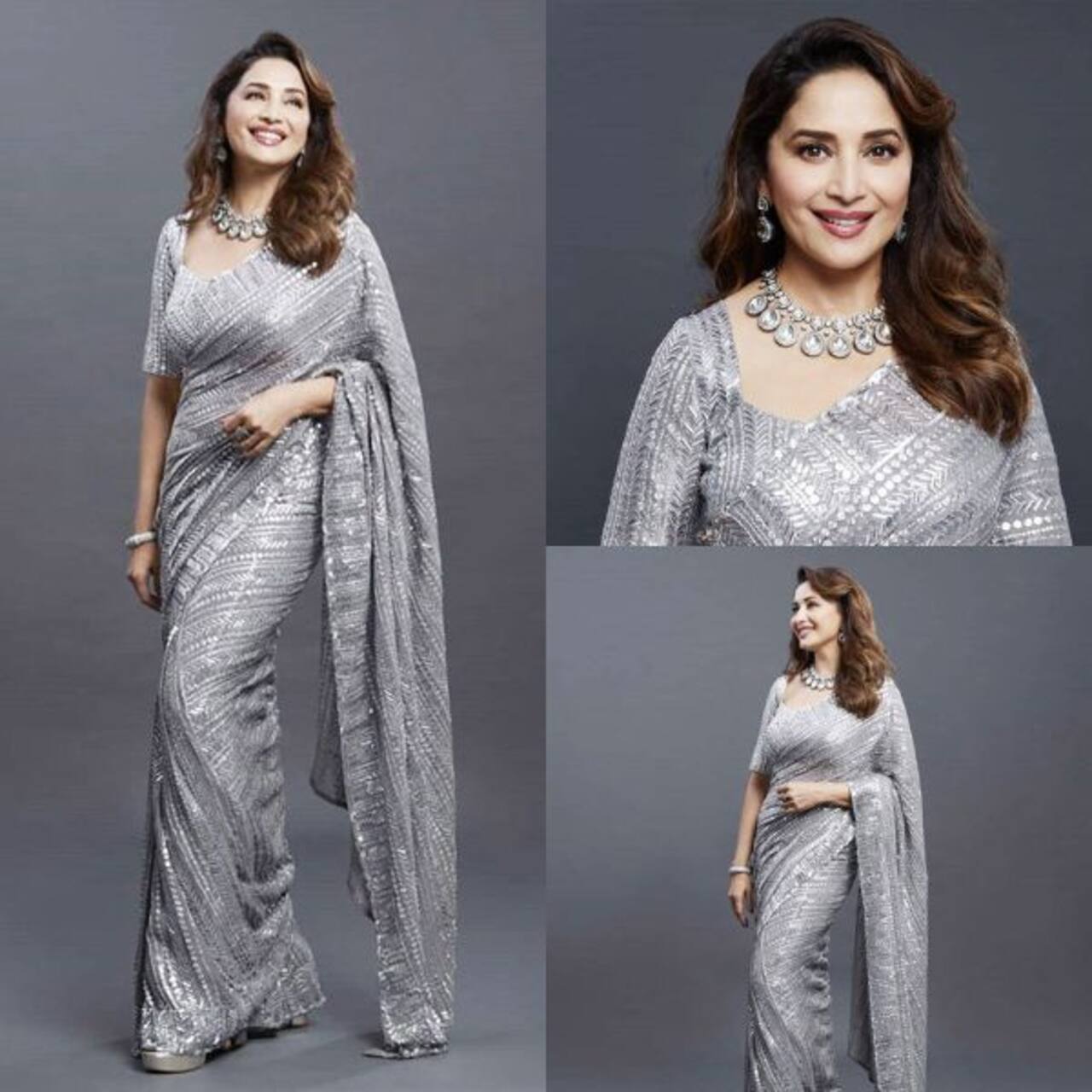 Dance Deewane 3: Madhuri Dixit Nene looks graceful in a metallic grey saree