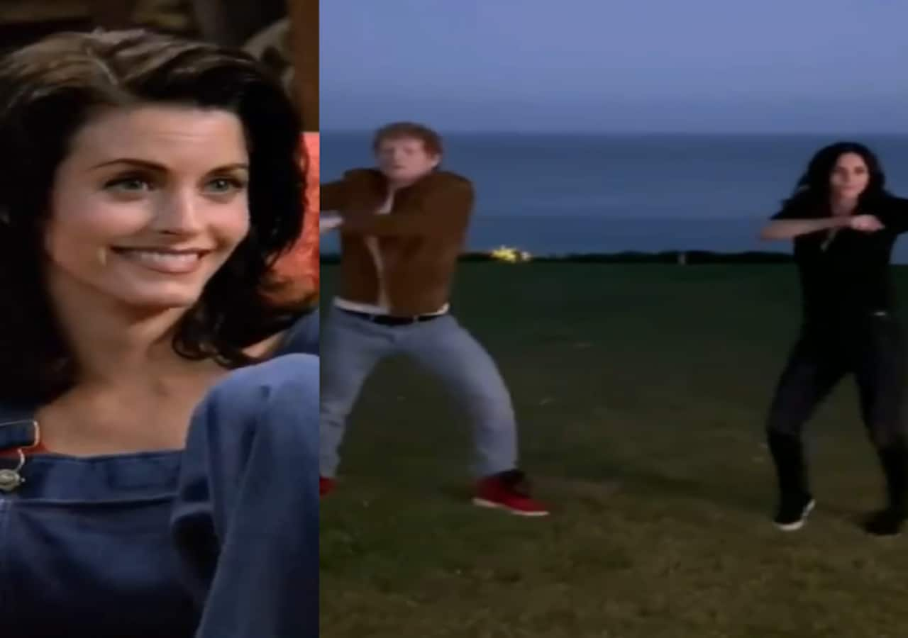 Courteney Cox aka Monica recreates the FRIENDS ROUTINE dance with Ed  Sheeran and the end with leave you ROFL - watch video