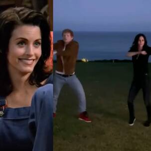 Courteney Cox aka Monica recreates the FRIENDS ROUTINE dance with Ed Sheeran and the end with leave you ROFL - watch video