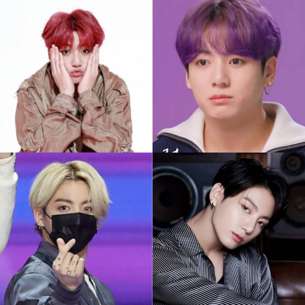 Hey BTS ARMY, Jungkook in purple, blue, black or ash grey: Which hair  colour do you think suits the Euphoria singer most? Vote now