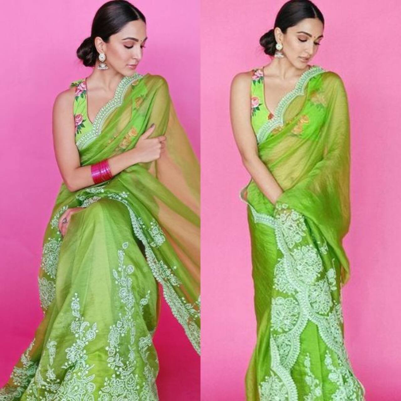 Shershaah actress Kiara Advani's demure look in a green organza saree ...
