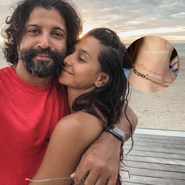 Shibani Dandekar inks beau Farhan Akhtar's name on her neck on her birthday – view pic Shibani Dandekar inks beau Farhan Akhtar's name on her neck on her birthday – view pic