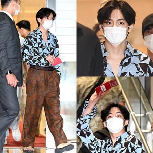 BTS leave for NYC and ARMY cannot keep calm as Kim Taehyung turns airport into his runway again; trend 'Fashion Icon V' – view tweets