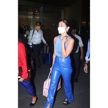 Deepika Padukone's crop shirt-leather pants with ₹3 lakh bag adds elegant  touch to airport look