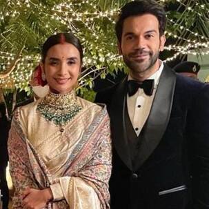 Rajkummar Rao and Patralekhaa's wedding reception - Mr Rao looks handsome in a black suit and his wife flaunts sindoor with gold saree – view unseen pic