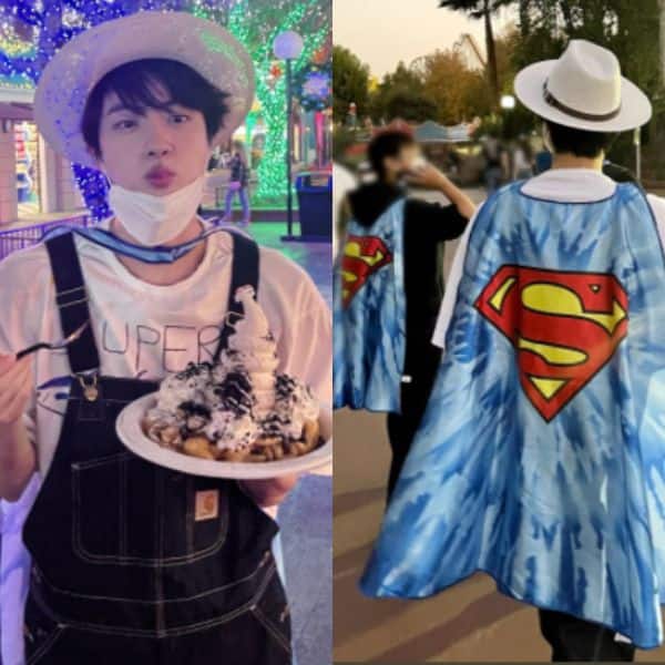【未使用】BTS ジン six flags マント スーパーマン BTS: Jin makes his own little 'Superman squad' at Six Flags