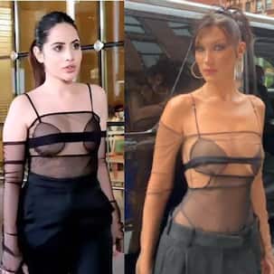 After Kendall Jenner, Urfi Javed now COPIES Bella Hadid in a n*ked see-through top; netizens call her 'Garibon ki Hollywood actress'