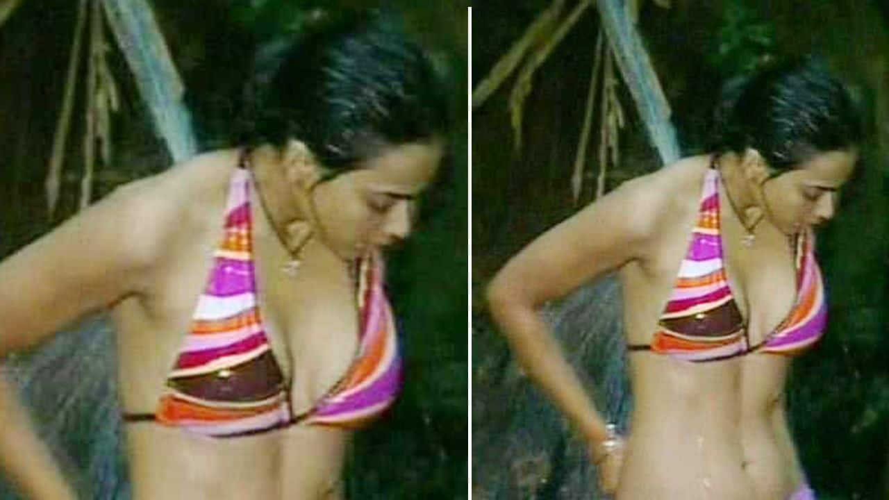 Bathing in bikini top on Iss Jungle Se Mujhe Bachao