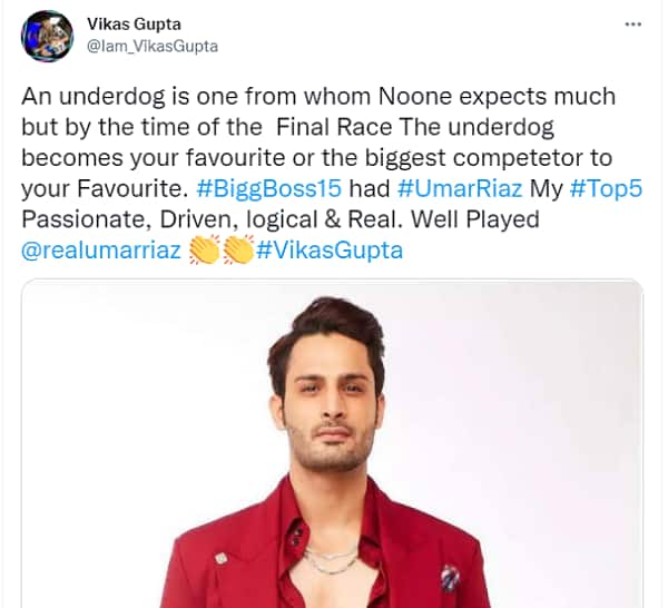 Vikas Gupta tweet Umar Riaz