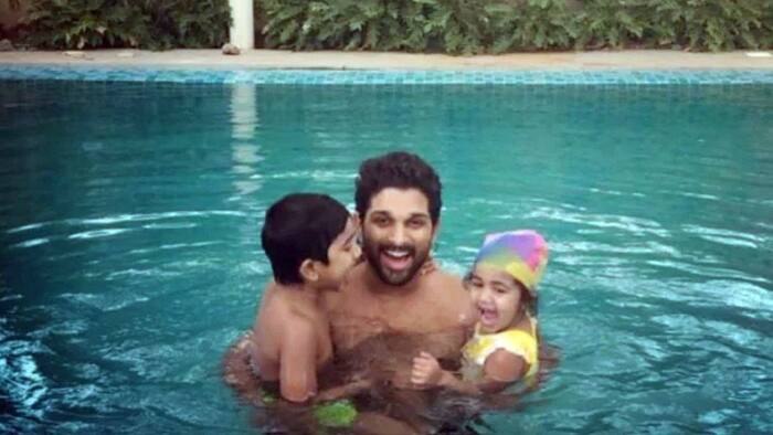 Allu Arjun enjoys a dip in the pool