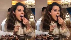 Kangana Ranaut called 'gadhi' for taking the pastry near her mouth and putting it back; netizens say, 'Covid fela rahi hai'