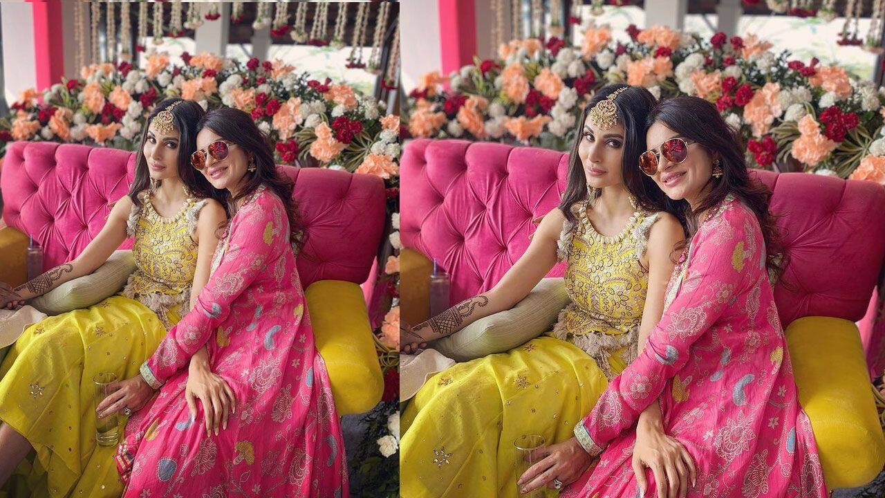 Mouni Roy-Suraj Nambiar mehendi: Aashka Goradia poses with bride-to-be