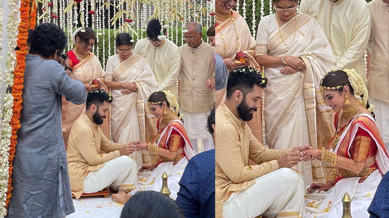 Mouni Roy and Suraj Nambiar in South Indian ceremony