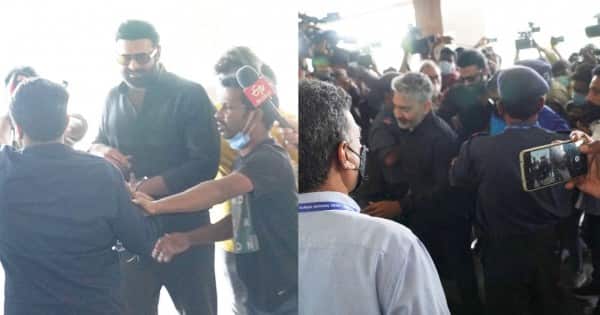 Prabhas-SS Rajamouli MOBBED at airport as they head to meet CM Jagan Mohan Reddy