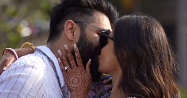 Mouni Roy and Suraj Nambiar share a passionate lip-lock at their post-wedding pool party – watch video
