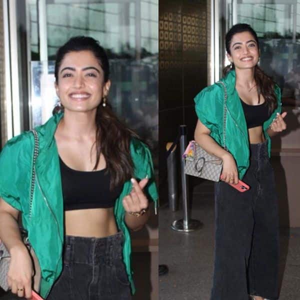Pushpa actor Rashmika Mandanna snapped in a crop top and bell-bottom ...