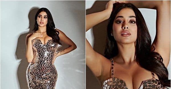 Janhvi Kapoor looks tempting as she flaunts her hourglass figure in a body-hugging shimmery gown – view pics