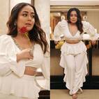 Neha Kakkar takes self-appreciation to another level as she poses in a white crop top and harem pants [VIEW PICS]
