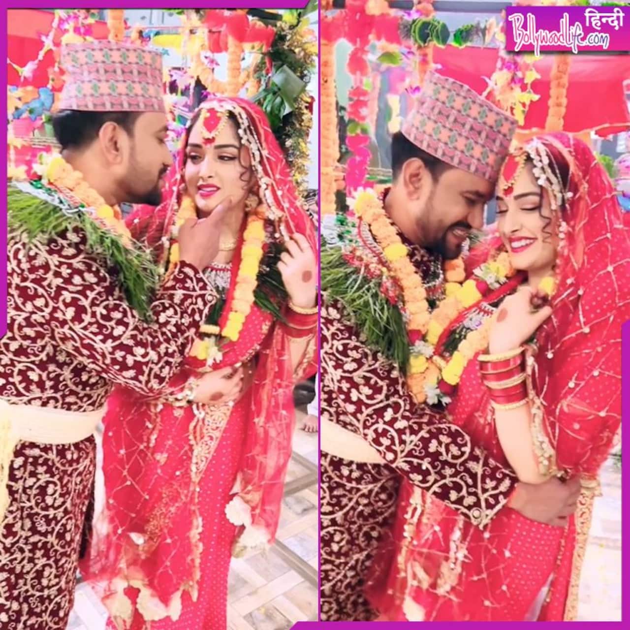 Dinesh Lal Yadav And Aamrapali Dubey Wedding Video Goes Viral From Shooting Set Must Watch