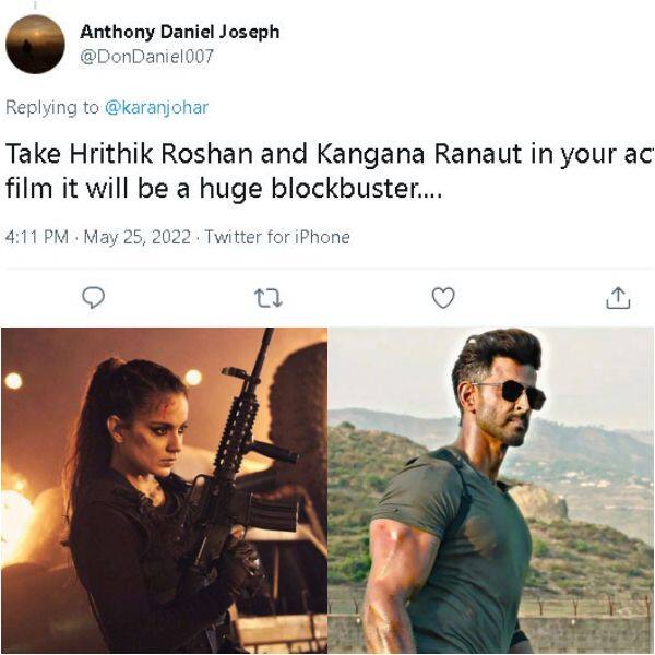 Hrirthik Roshan and Kangana Ranaut in Karan Johar’s action film