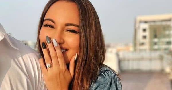 Sonakshi Sinha Engaged Actress Flaunts A Big Rock On Her Finger As She Poses With A Mystery Man