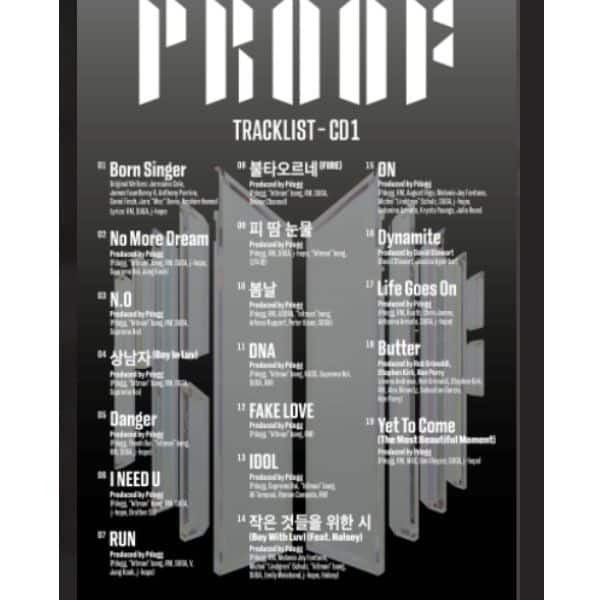 BTS first tracklist of Proof is out