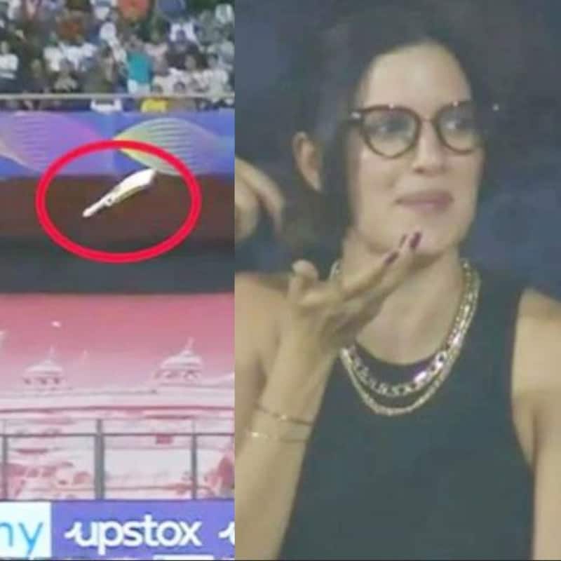 IPL 2022: Hardik Pandya's bat goes flying in the RCB vs GT match; Natasa Stankovic's amused reaction goes VIRAL