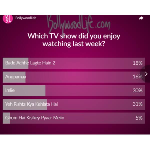 Poll results most enjoyable TV show of the last week