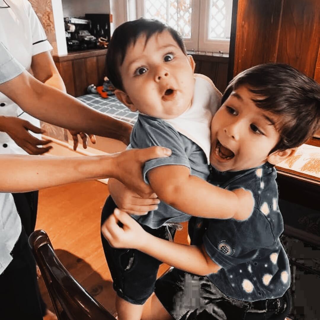 Kareena Kapoor Khan's sons Taimur and Jeh's cute sibling bond moment caught on camera