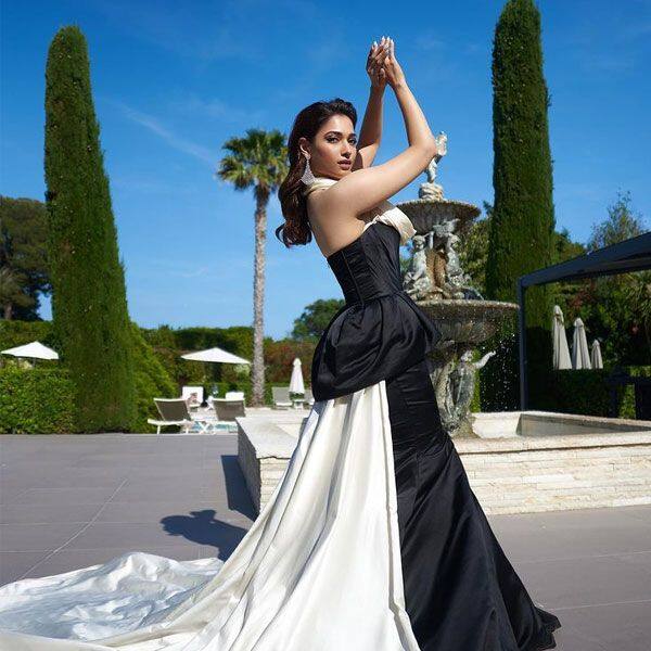 Tamannaah Bhatia impresses in black and white gown at Cannes 2022