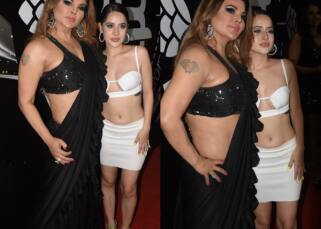 Rakhi Sawant kisses Urfi Javed at the latter's party; netizens troll them, 'Two circus jokers together' [Watch video]