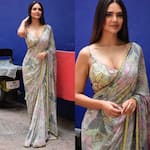 Aashram 3 siren Esha Gupta flaunts her sensuality off screen; takes our breath away in a floral saree with plunging neckline [View Pics]