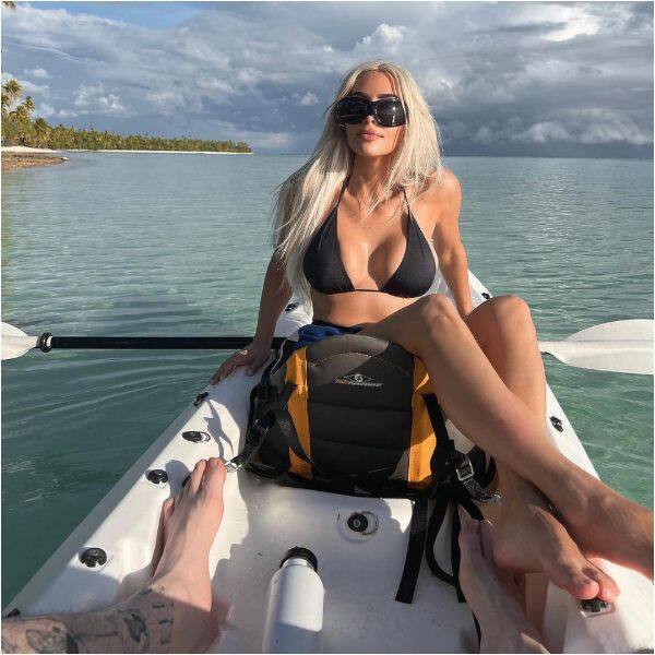 Kim Kardashian on a holiday with boyfriend Pete Davidson