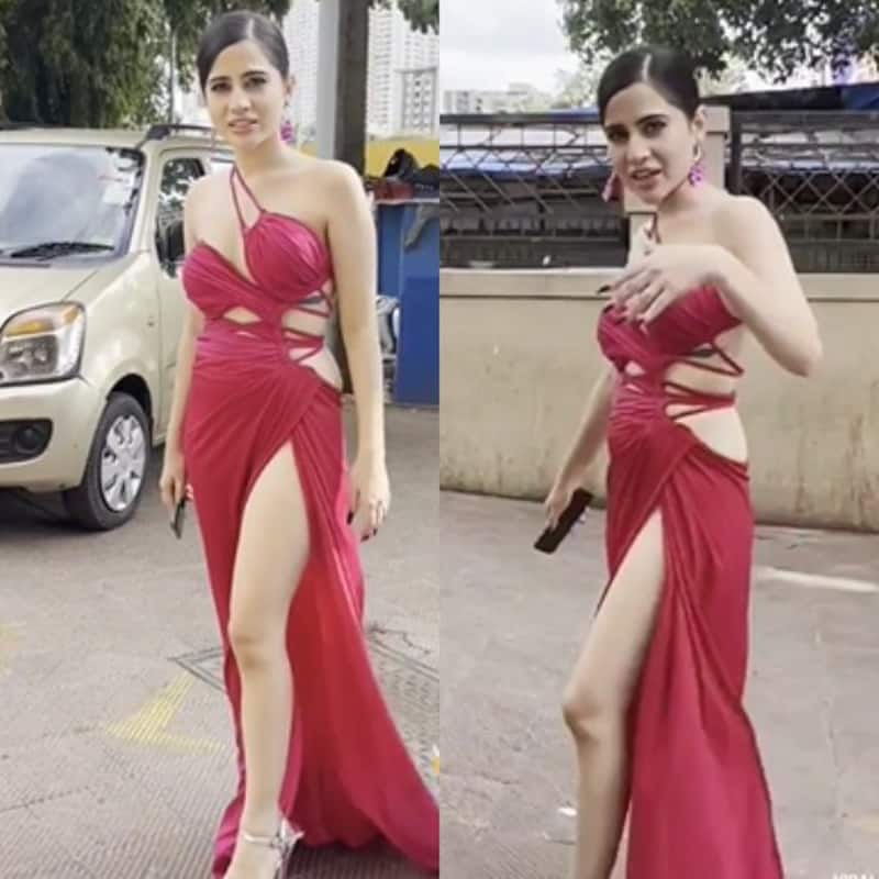 Uorfi Javed flaunts cleavage in a high slit dress; ‘Nangu pangu,’ say fans [Watch]